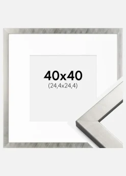 Ramme Uppsala Sølv 40x40 cm - Passepartout Hvid 10x10 inches