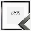 Ramme Uppsala Sort Højblank 30x30 cm - Passepartout Hvid 8x8 inches