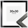 Ramme Uppsala Sort Højblank 30x30 cm - Passepartout Hvid 20x20 cm