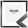 Ramme Uppsala Sort Højblank 40x40 cm - Passepartout Hvid 30x30 cm