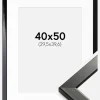 Ramme Uppsala Sort Højblank 40x50 cm - Passepartout Hvid 12x16 inches