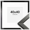 Ramme Uppsala Sort Højblank 40x40 cm - Passepartout Hvid 25x25 cm