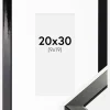 Ramme Uppsala Sort Højblank 20x30 cm - Passepartout Hvid 10x20 cm