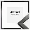 Ramme Uppsala Sort Højblank 40x40 cm - Passepartout Hvid 10x10 inches