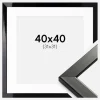 Ramme Uppsala Sort Højblank 40x40 cm - Passepartout Hvid 32x32 cm