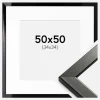Ramme Uppsala Sort Højblank 50x50 cm - Passepartout Hvid 35x35 cm