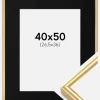 Ramme Victoria Guld 40x50 cm - Passepartout Sort 27,5x37 cm