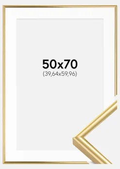 Ramme Victoria Guld 50x70 cm - Passepartout Hvid 16x24 inches