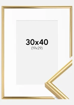 Ramme Victoria Guld 30x40 cm - Passepartout Hvid 20x30 cm