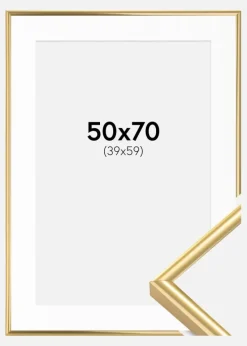 Ramme Victoria Guld 50x70 cm - Passepartout Hvid 40x60 cm