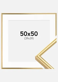 Ramme Victoria Guld 50x50 cm - Passepartout Hvid 40x40 cm