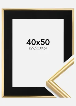 Ramme Victoria Guld 40x50 cm - Passepartout Sort 12x16 inches