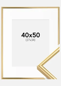 Ramme Victoria Guld 40x50 cm - Passepartout Hvid 28x35 cm