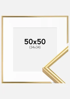 Ramme Victoria Guld 50x50 cm - Passepartout Hvid 35x35 cm