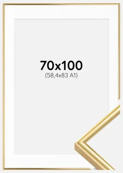 Ramme Victoria Guld 70x100 cm - Passepartout Hvid 59,4x84 cm (A1)