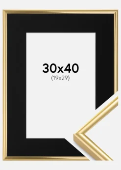 Ramme Victoria Guld 30x40 cm - Passepartout Sort 20x30 cm