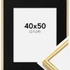 Ramme Victoria Guld 40x50 cm - Passepartout Sort 28x35 cm