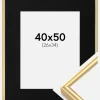 Ramme Victoria Guld 40x50 cm - Passepartout Sort 27x35 cm