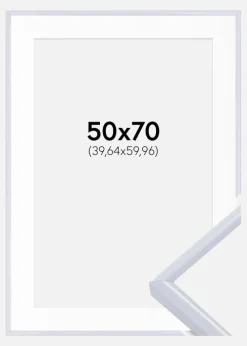 Ramme Victoria Hvid 50x70 cm - Passepartout Hvid 16x24 inches