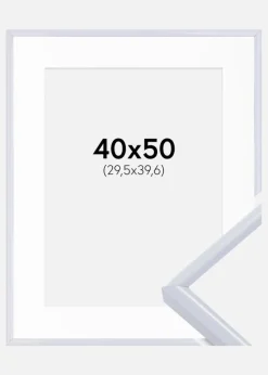 Ramme Victoria Hvid 40x50 cm - Passepartout Hvid 12x16 inches