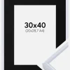 Ramme Victoria Hvid 30x40 cm - Passepartout Sort 21x29,7 cm (A4)