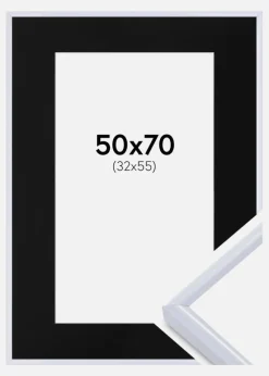 Ramme Victoria Hvid 50x70 cm - Passepartout Sort 33x56 cm