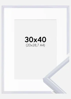 Ramme Victoria Hvid 30x40 cm - Passepartout Hvid 21x29,7 cm (A4)