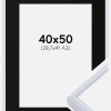 Ramme Victoria Hvid 40x50 cm - Passepartout Sort 29,7x42 cm (A3)