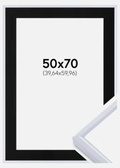 Ramme Victoria Hvid 50x70 cm - Passepartout Sort 16x24 inches