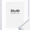 Ramme Victoria Sølv 30x40 cm - Passepartout Hvid 21x29,7 cm (A4)