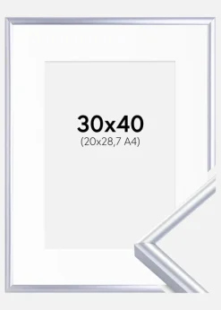 Ramme Victoria Sølv 30x40 cm - Passepartout Hvid 21x29,7 cm (A4)
