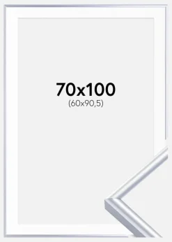 Ramme Victoria Sølv 70x100 cm - Passepartout Hvid 61x91,5 cm