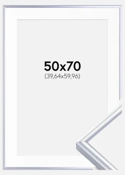 Ramme Victoria Sølv 50x70 cm - Passepartout Hvid 16x24 inches