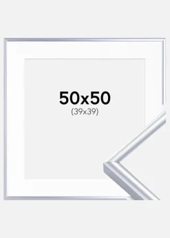 Ramme Victoria Sølv 50x50 cm - Passepartout Hvid 40x40 cm