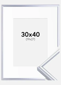Ramme Victoria Sølv 30x40 cm - Passepartout Hvid 20x28 cm