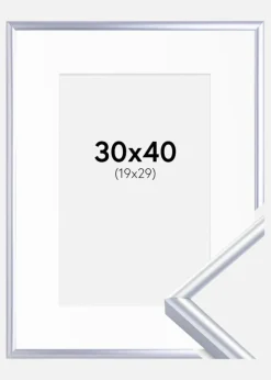 Ramme Victoria Sølv 30x40 cm - Passepartout Hvid 20x30 cm