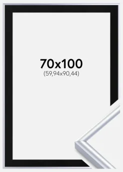 Ramme Victoria Sølv 70x100 cm - Passepartout Sort 24x36 inches