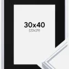 Ramme Victoria Sølv 30x40 cm - Passepartout Sort 21x30 cm
