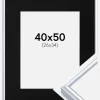 Ramme Victoria Sølv 40x50 cm - Passepartout Sort 27x35 cm