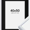 Ramme Victoria Sølv 40x50 cm - Passepartout Sort 29,7x42 cm (A3)