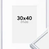 Ramme Victoria Sølv 30x40 cm - Passepartout Hvid 18x27 cm