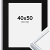 Ramme Victoria Sølv 40x50 cm - Passepartout Sort 30x40 cm