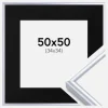 Ramme Victoria Sølv 50x50 cm - Passepartout Sort 35x35 cm