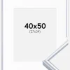 Ramme Victoria Sølv 40x50 cm - Passepartout Hvid 28x35 cm