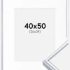 Ramme Victoria Sølv 40x50 cm - Passepartout Hvid 27x35 cm