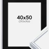 Ramme Victoria Sølv 40x50 cm - Passepartout Sort 12x16 inches