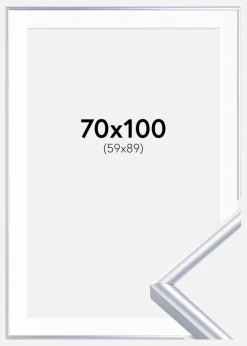 Ramme Victoria Sølv 70x100 cm - Passepartout Hvid 60x90 cm