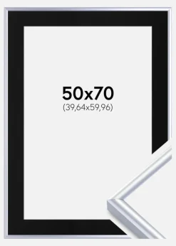 Ramme Victoria Sølv 50x70 cm - Passepartout Sort 16x24 inches