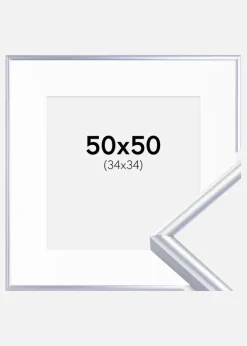 Ramme Victoria Sølv 50x50 cm - Passepartout Hvid 35x35 cm