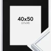 Ramme Victoria Sølv 40x50 cm - Passepartout Sort 28x35 cm